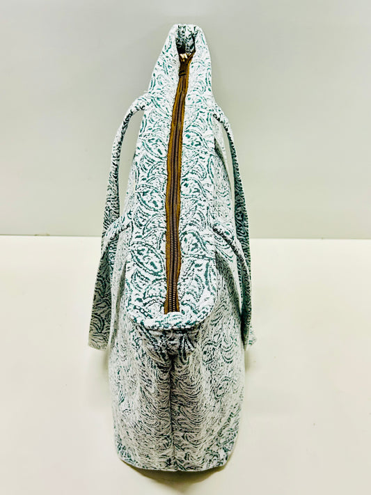 Bolsa Tote Bag Grande Hojas Verde