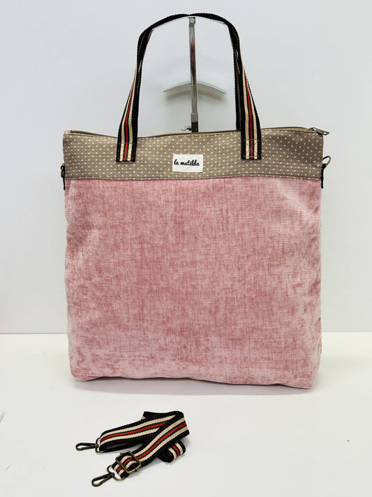 Bolsa de Viaje Grande Terciopelo Rosa