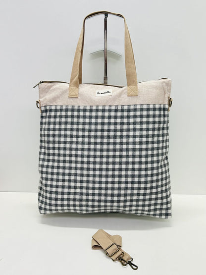 Bolsa de Viaje Grande Gingham Gris