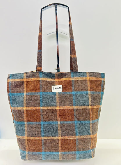 Bolsa Tote Bag Grande Cuadros S