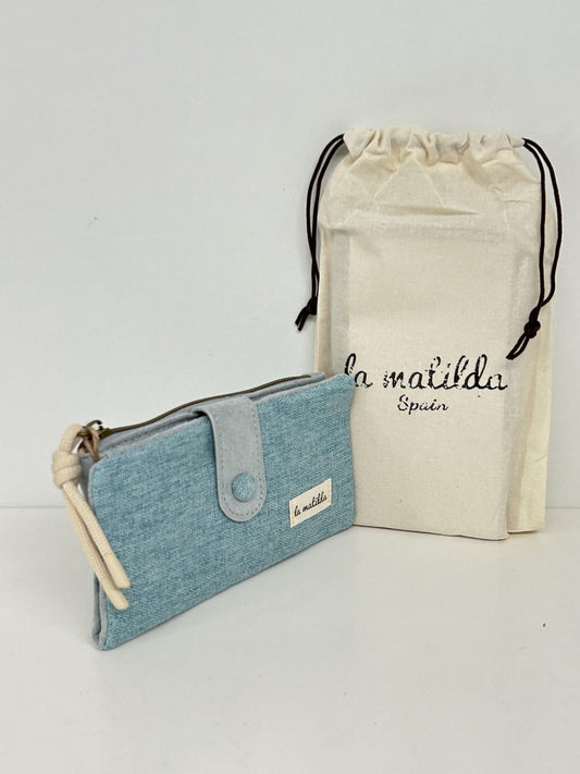 Cartera Grande Unicolor Celeste