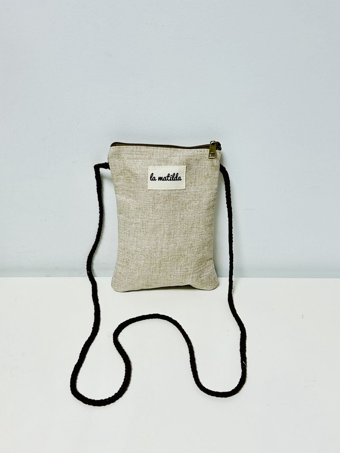 Bolso Cuelga Móvil Unicolor Beige