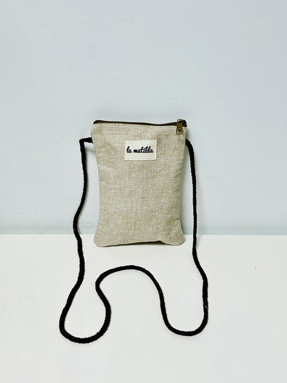 Bolso Cuelga Móvil Unicolor Beige