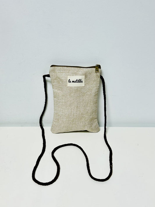 Bolso Cuelga Móvil Unicolor Beige