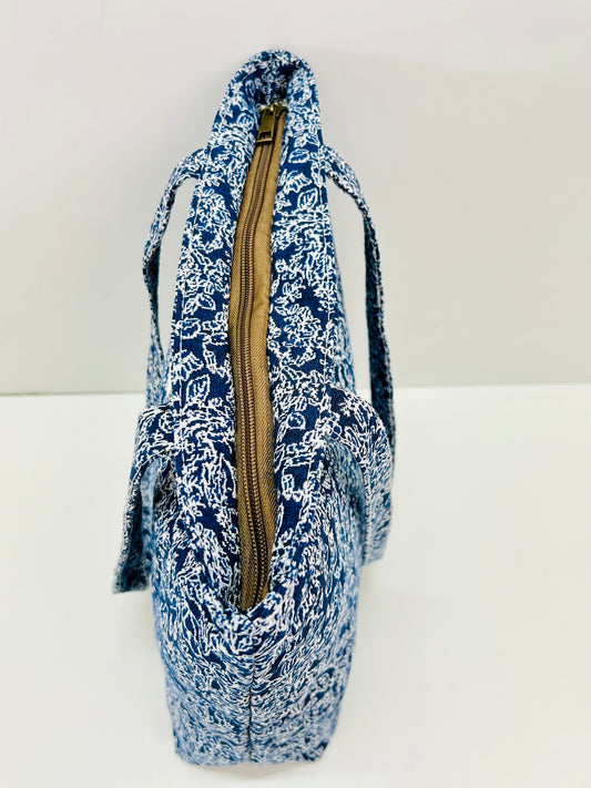 Bolsa Tote Bag Pattern Azul/Blanco