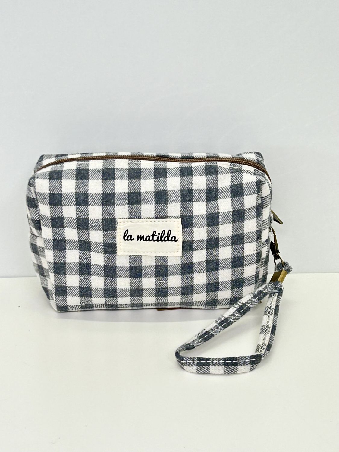 Neceser Rectangular Gingham Gris