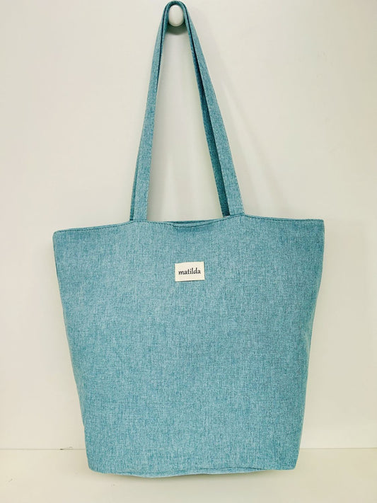 Bolsa Tote Bag Grande Unicolor Celeste
