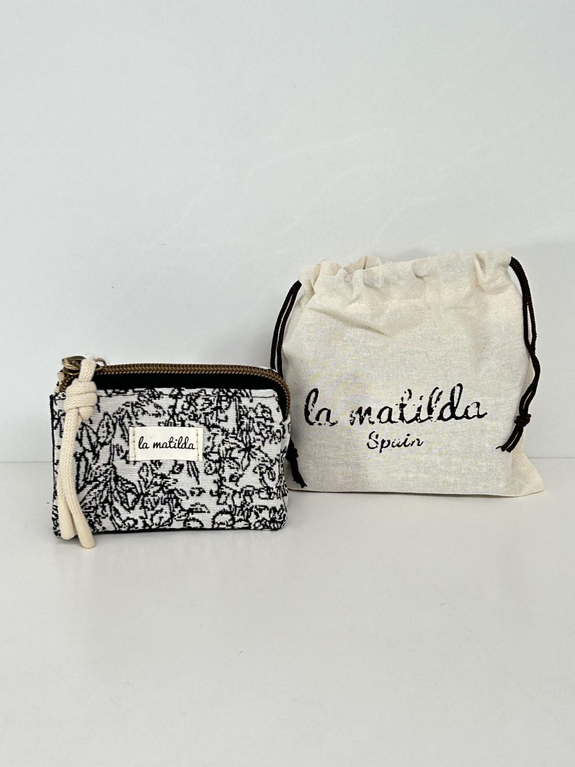 Monedero Tres Compartimentos Pattern Negro