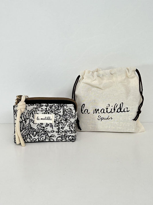 Monedero Tres Compartimentos Pattern Negro