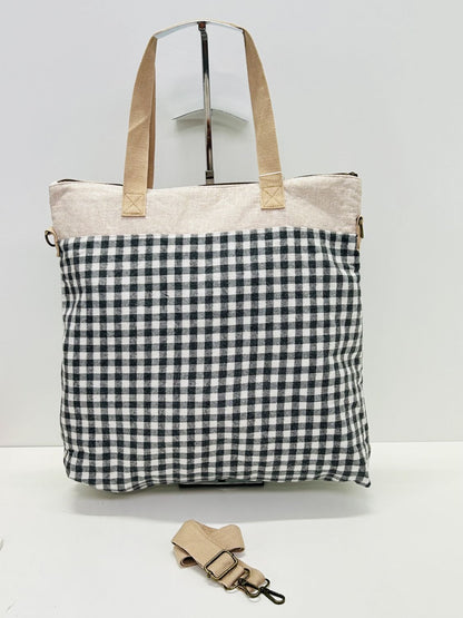 Bolsa de Viaje Grande Gingham Gris