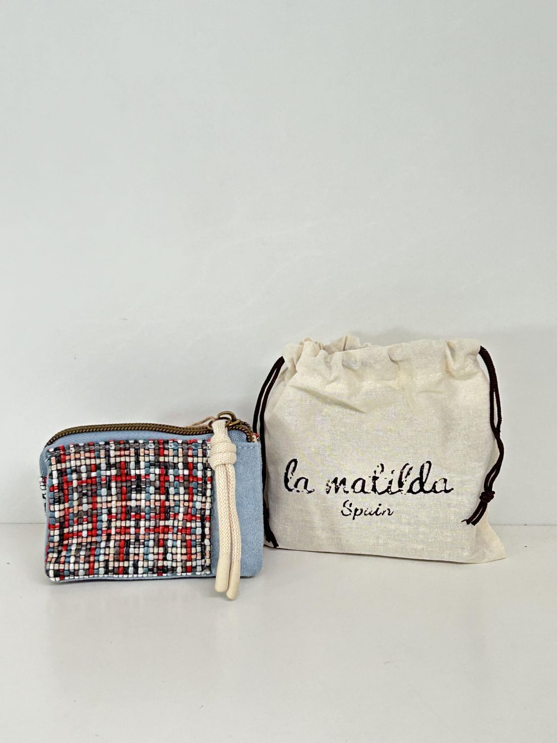 Monedero Tres Compartimentos Tartar Azul