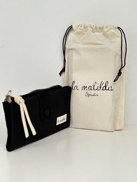 Cartera Grande Unicolor Negra