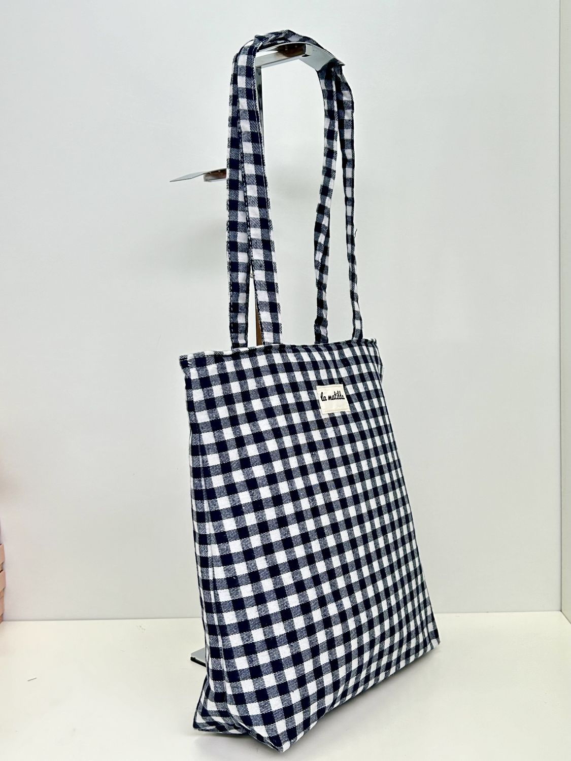 Bolsa Tote Bag Gingham Azul