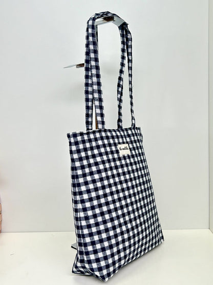 Bolsa Tote Bag Gingham Azul