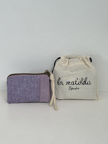 Monedero Tres Compartimentos Unicolor Violeta