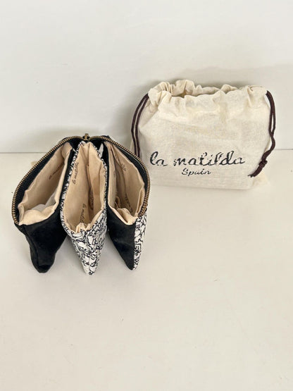 Monedero Tres Compartimentos Pattern Negro