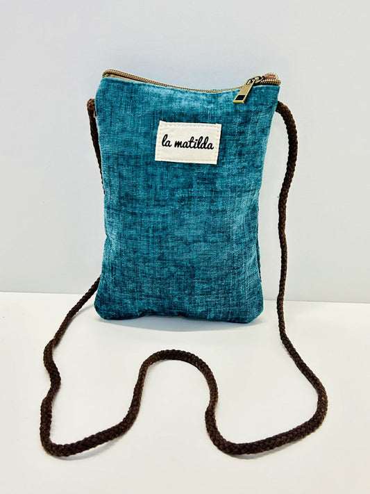 Bolso Cuelga Móvil Terciopelo Verde