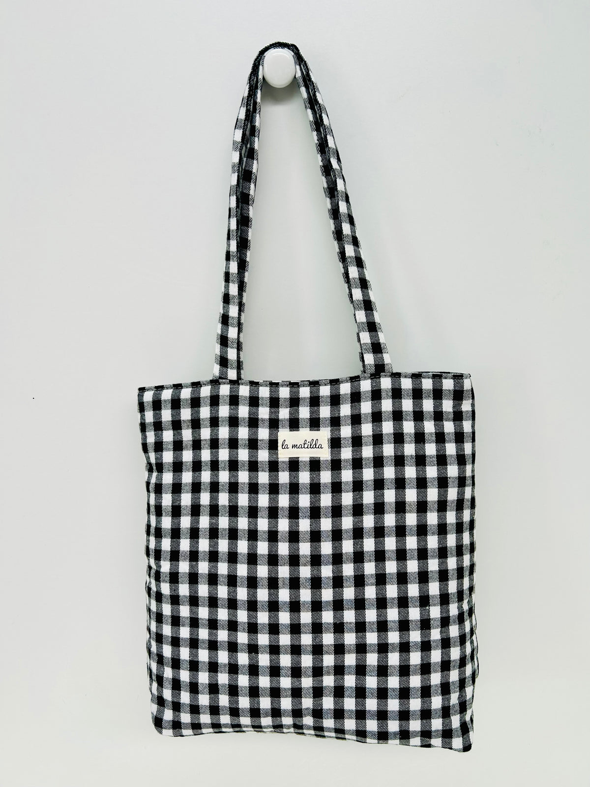 Bolsa Tote Bag Gingham Negro