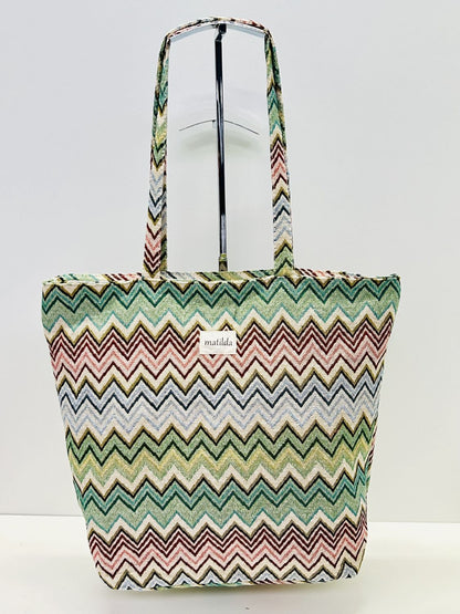 Bolsa Tote Bag Grande Zigzag Verde
