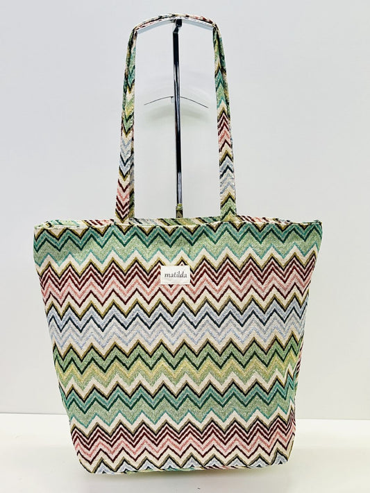 Bolsa Tote Bag Grande Zigzag Verde