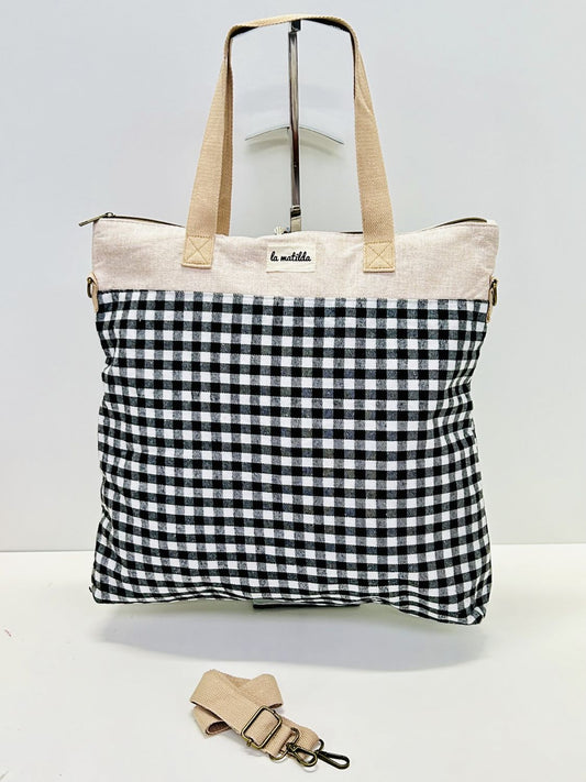 Bolsa de Viaje Grande Gingham Negro