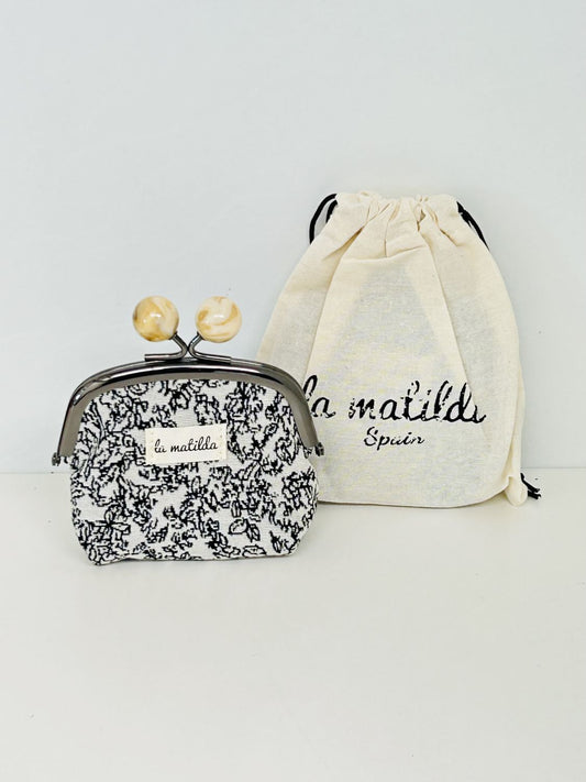 Monedero de Boquilla con Cierre de Bolas Pattern Negro