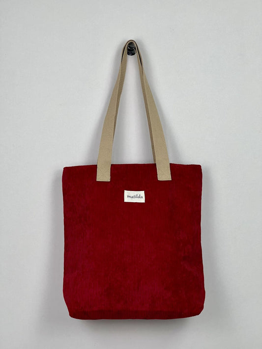 Bolsa Tote Bag en Pana Burdeos