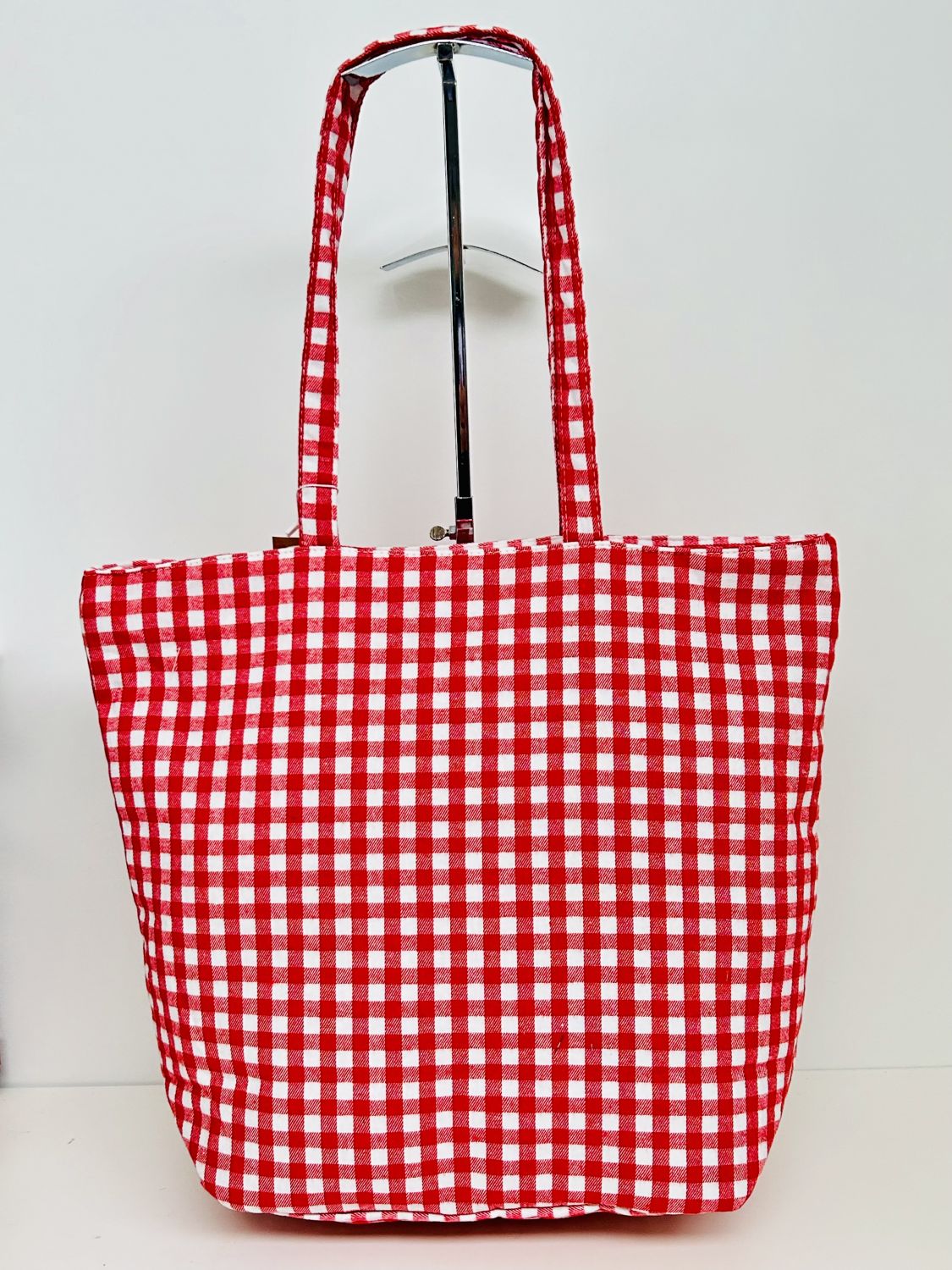 Bolsa Tote Bag Grande Gingham Rojo