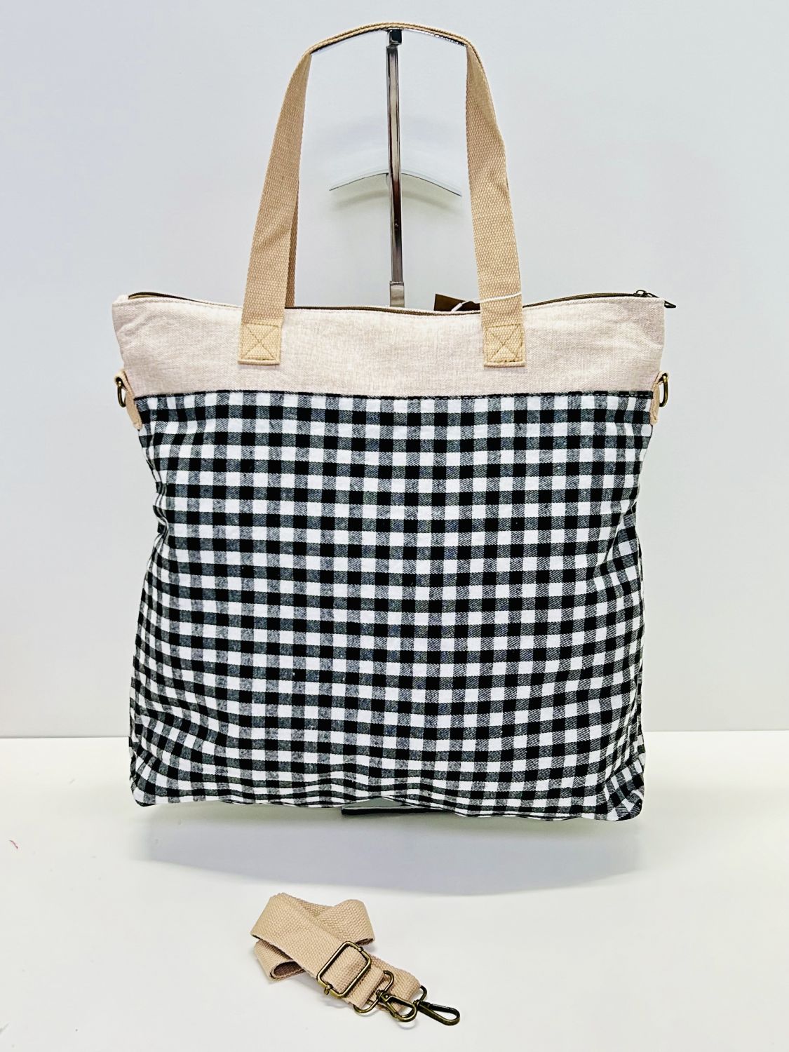 Bolsa de Viaje Grande Gingham Negro
