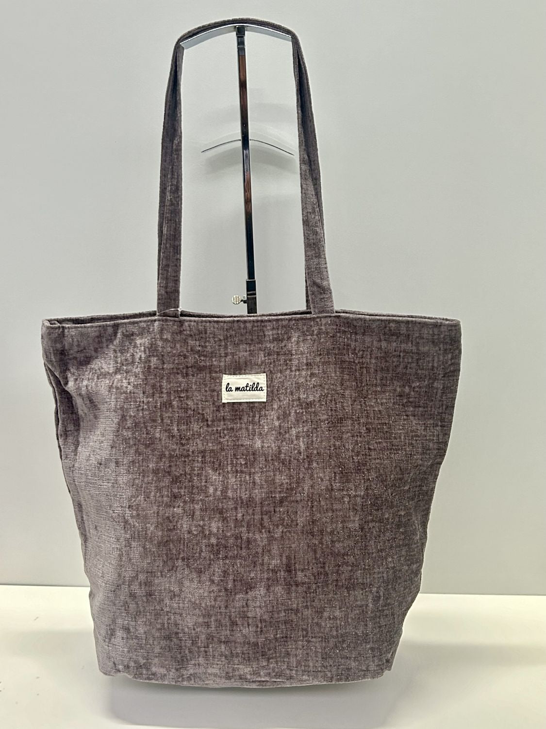 Bolsa Tote Bag Grande Terciopelo Berenjena