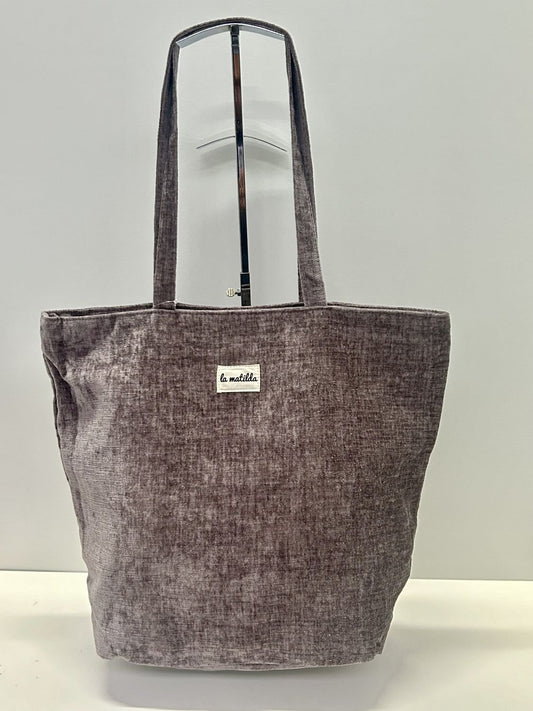 Bolsa Tote Bag Grande Terciopelo Berenjena