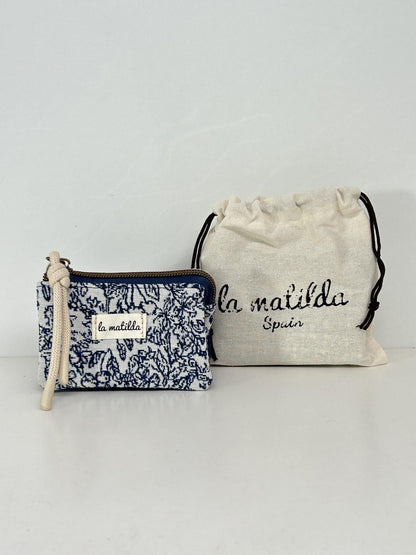 Monedero Tres Compartimentos Pattern Azul