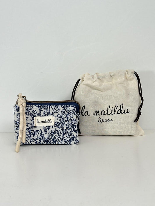 Monedero Tres Compartimentos Pattern Azul