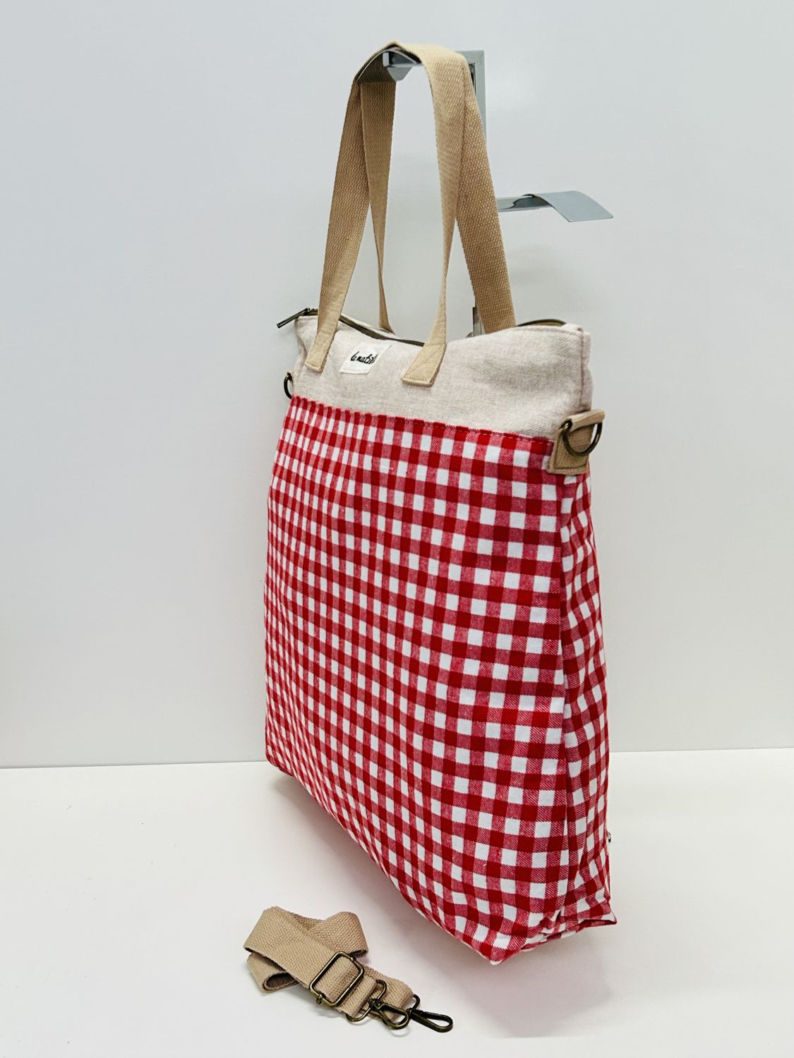 Bolsa de Viaje Grande Gingham Rojo