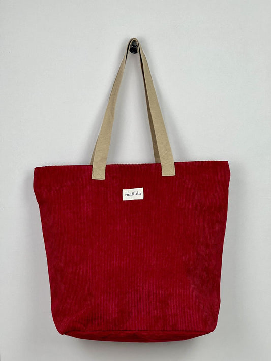 Bolsa Tote Bag grande en Pana Burdeos