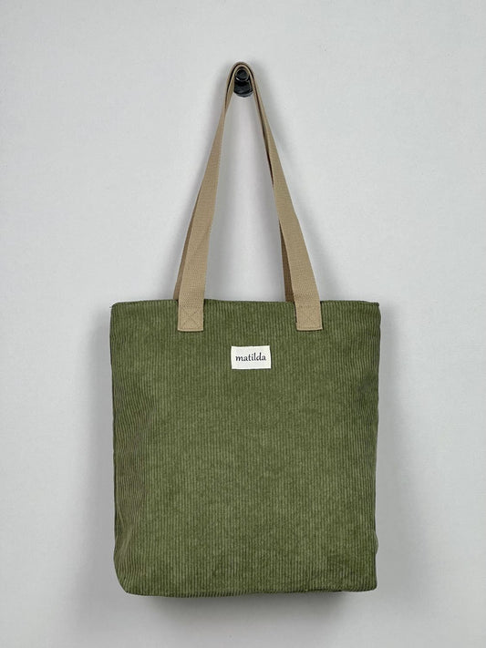 Bolsa Tote Bag en Pana Verde