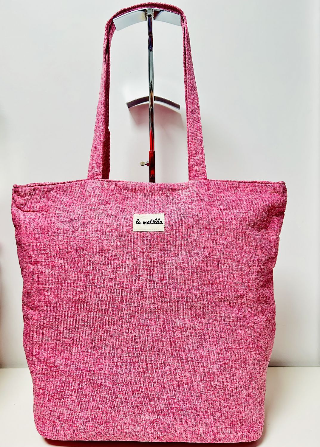 Bolsa Tote Bag Grande Unicolor Rosa