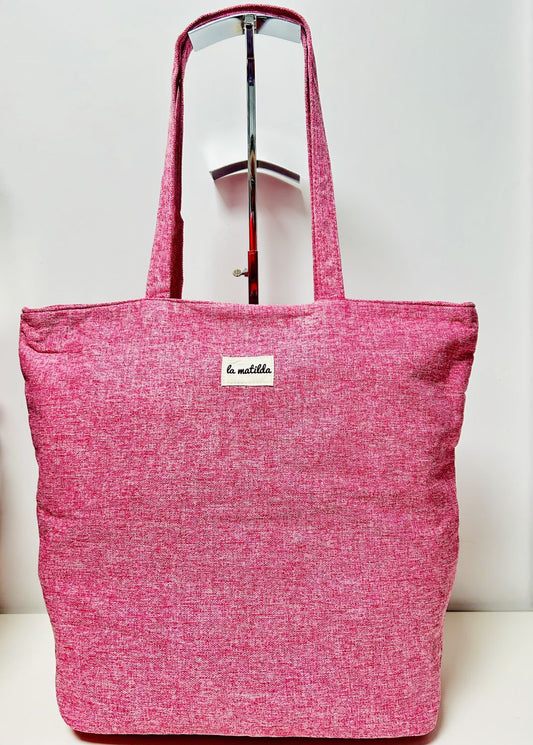 Bolsa Tote Bag Grande Unicolor Rosa