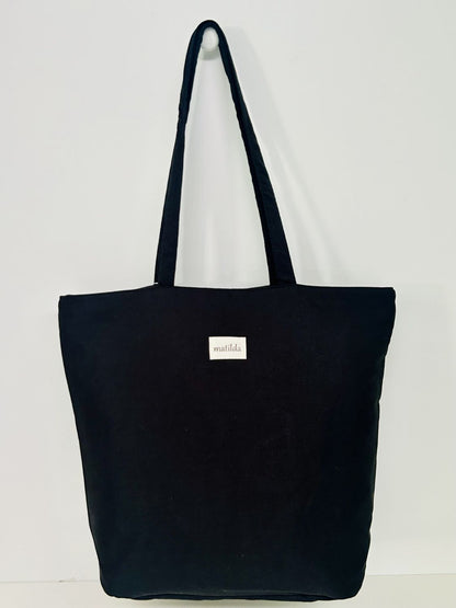Bolsa Tote Bag Grande Unicolor Negro