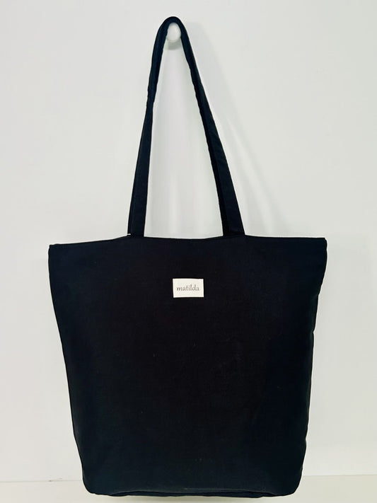 Bolsa Tote Bag Grande Unicolor Negro