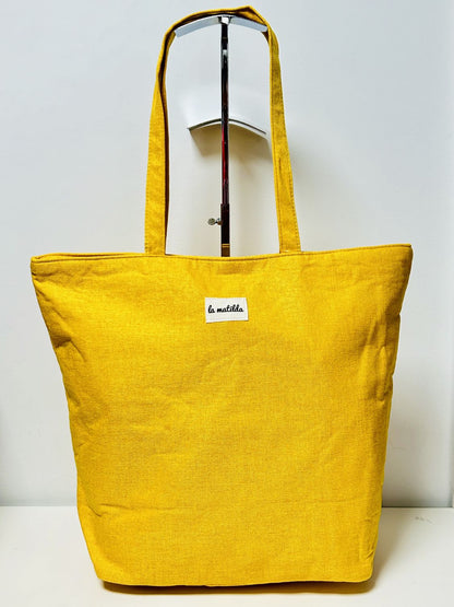 Bolsa Tote Bag Grande Unicolor Amarillo