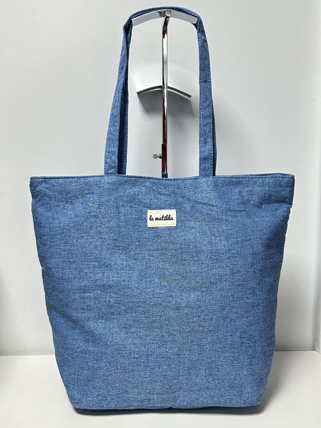 Bolsa Tote Bag Grande Unicolor Azul
