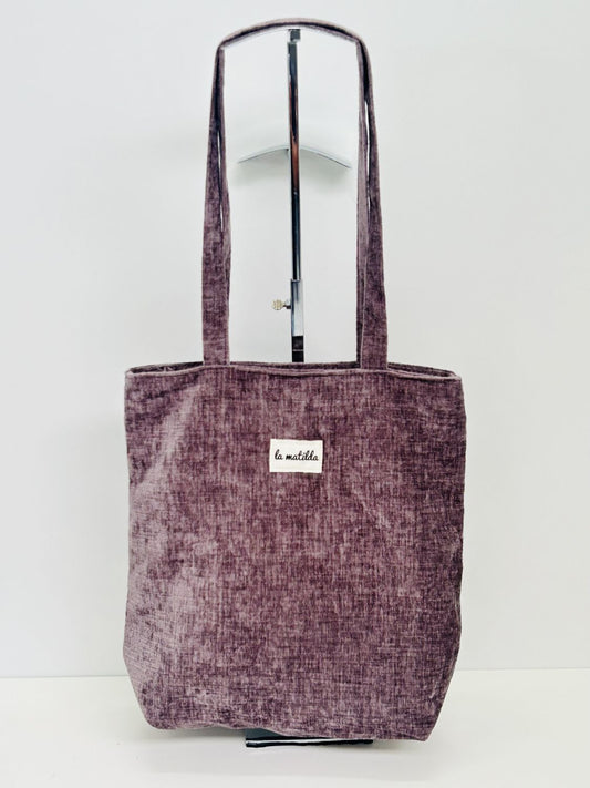 Bolsa Tote Bag Terciopelo Berenjena