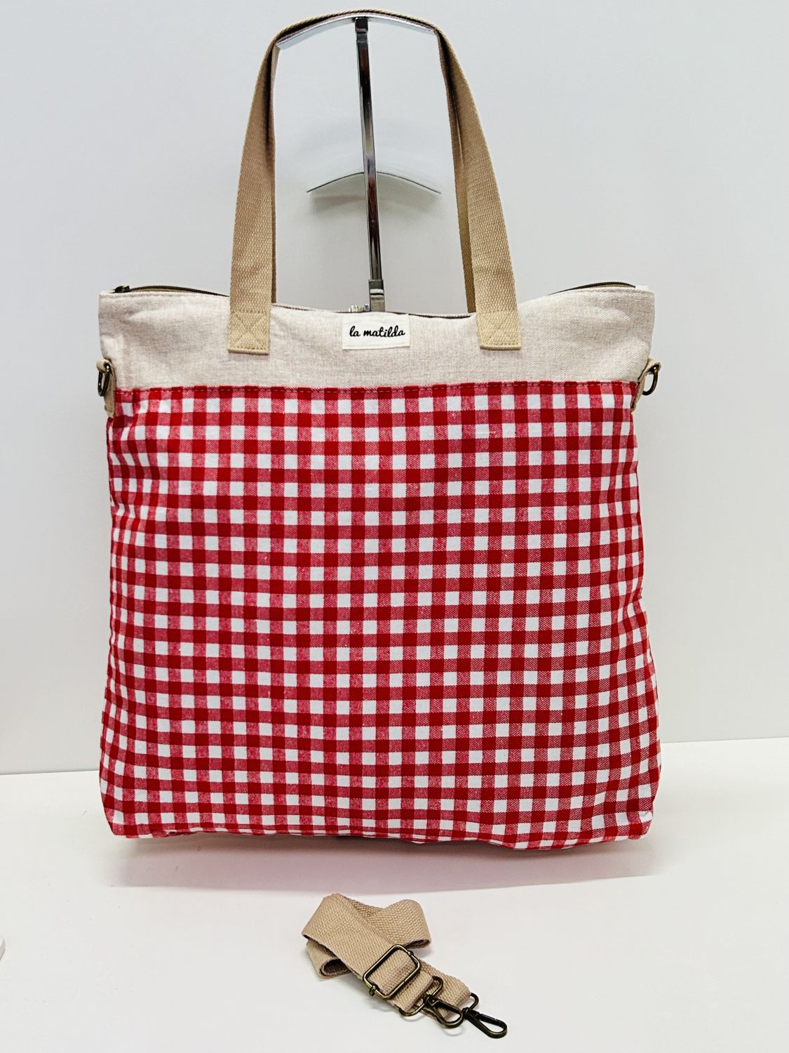 Bolsa de Viaje Grande Gingham Rojo