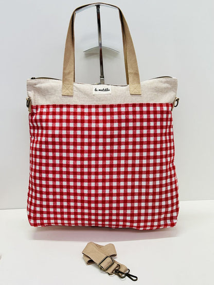 Bolsa de Viaje Grande Gingham Rojo