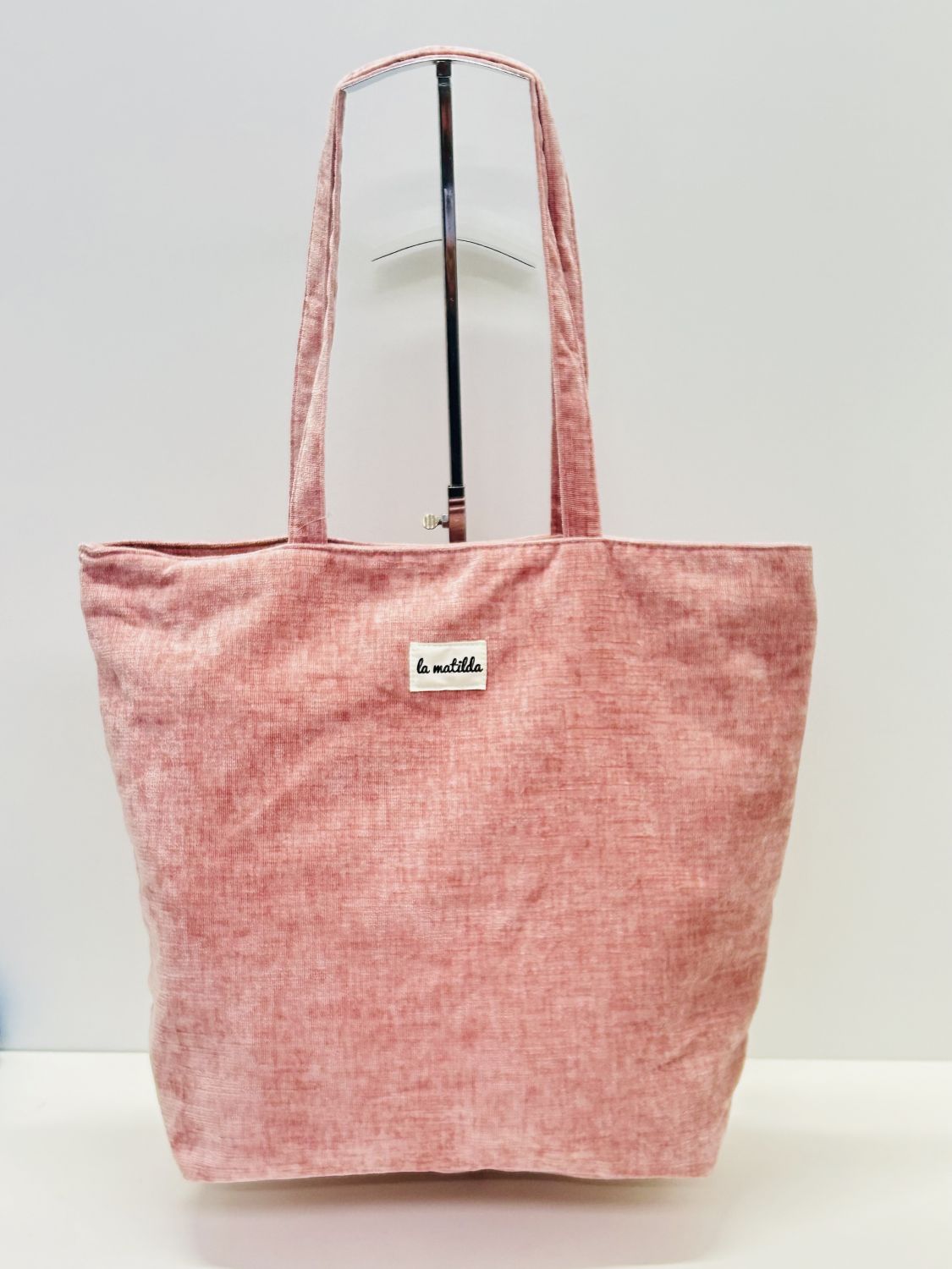 Bolsa Tote Bag Grande Terciopelo Rosa