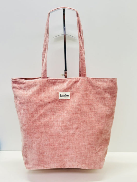 Bolsa Tote Bag Grande Terciopelo Rosa