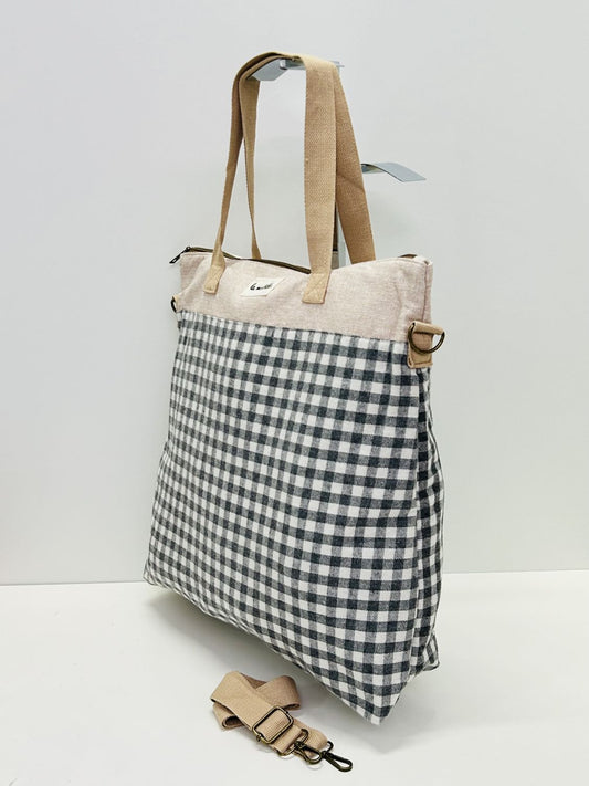 Bolsa de Viaje Grande Gingham Gris