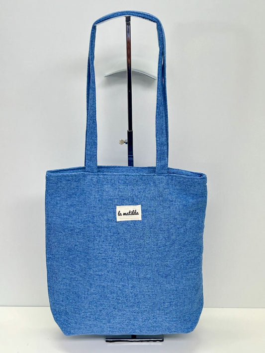 Bolsa Tote Bag Unicolor Azul