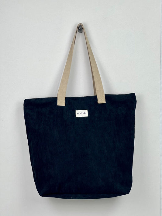 Bolsa Tote Bag grande en Pana Negro
